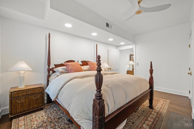 1236 Louden St, Cincinnati, OH 45202 - bedroom featuring recessed lighting, wood finished floors, and ceiling fan