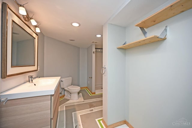 8424 Oak Grove Rd, Georgetown, OH 45121 - bathroom with vanity, a shower, and recessed lighting