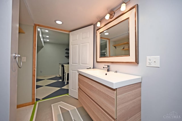 8424 Oak Grove Rd, Georgetown, OH 45121 - bathroom with vanity, recessed lighting, and tile patterned floors