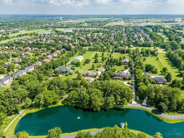 8069 Green Lake Dr, Liberty Twp, OH 45044 - aerial overview of property's location with a nearby body of water and a tree filled landscape