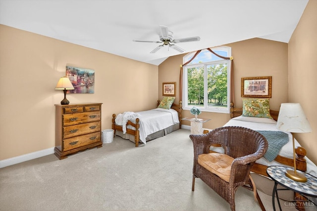 8069 Green Lake Dr, Liberty Twp, OH 45044 - carpeted bedroom with vaulted ceiling and ceiling fan