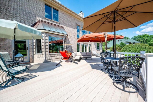 8069 Green Lake Dr, Liberty Twp, OH 45044 - wooden terrace with an outdoor living space