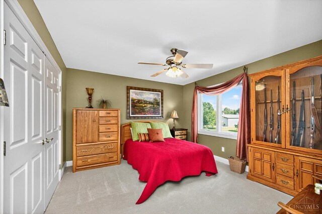 8069 Green Lake Dr, Liberty Twp, OH 45044 - carpeted bedroom featuring a closet and a ceiling fan