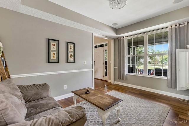 1820 Meadow Sweet Dr, Turtle Creek Twp, OH 45036 - living room with wood finished floors