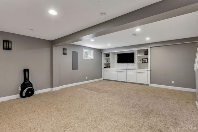 1820 Meadow Sweet Dr, Turtle Creek Twp, OH 45036 - basement with electric panel, light carpet, and recessed lighting