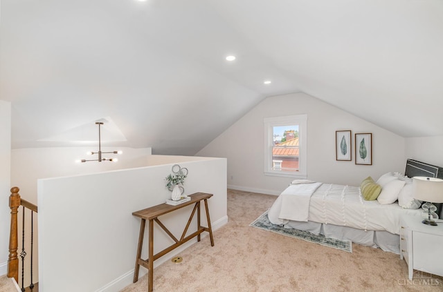 1419 Chase Ave, Cincinnati, OH 45223 - bedroom featuring lofted ceiling, light colored carpet, and recessed lighting
