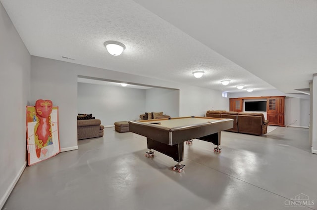 8020 Stoney Ridge Dr, Colerain Twp, OH 45247 - recreation room featuring finished concrete floors, a textured ceiling, and billiards table