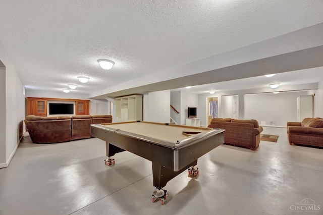 8020 Stoney Ridge Dr, Colerain Twp, OH 45247 - recreation room with concrete floors, a textured ceiling, and billiards