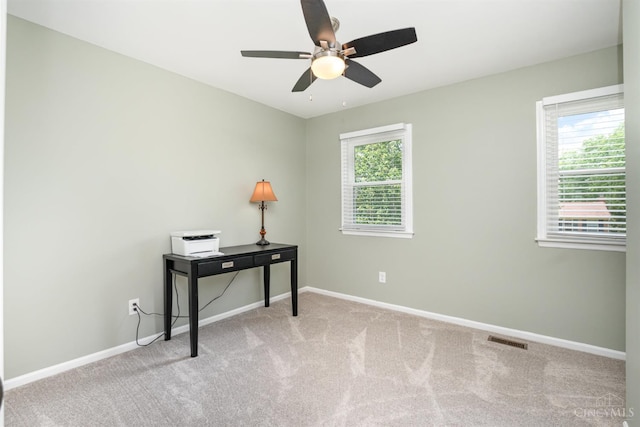 2201 Candlemaker Dr, Anderson Twp, OH 45244 - carpeted home office featuring baseboards and a ceiling fan