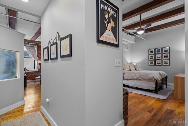 26 E Sixth St Unit 403, Cincinnati, OH 45202 - corridor with beam ceiling and wood finished floors
