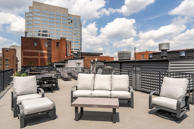 26 E Sixth St Unit 403, Cincinnati, OH 45202 - wooden deck with outdoor lounge area