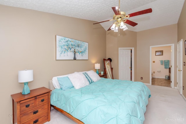 2220 Sulky Ct, Beavercreek Twp, OH 45434 - bedroom with ensuite bathroom, a textured ceiling, and ceiling fan