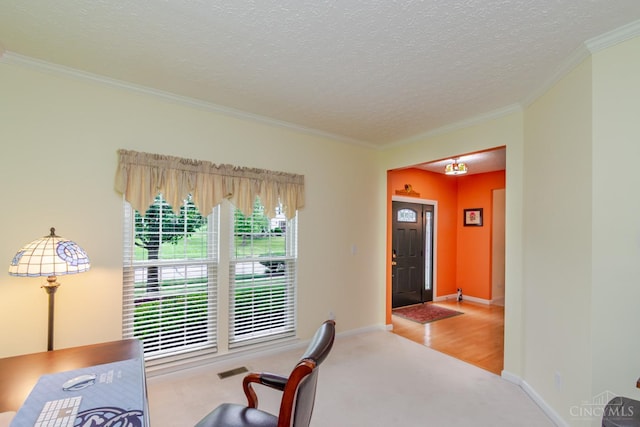 2220 Sulky Ct, Beavercreek Twp, OH 45434 - carpeted office space with ornamental molding and a textured ceiling