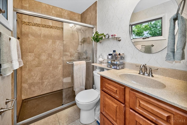 5613 Williamsburg Way, Fairfield, OH 45014 - bathroom with vanity, a stall shower, and tile patterned floors