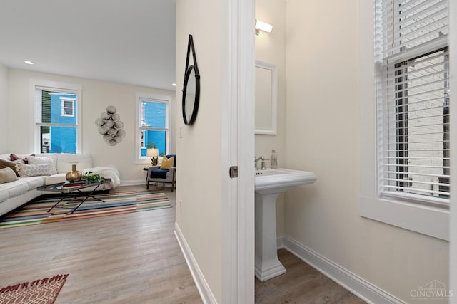 4249 Chambers St, Cincinnati, OH 45223 - hallway with wood finished floors and recessed lighting