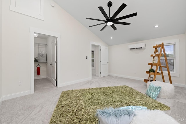 4249 Chambers St, Cincinnati, OH 45223 - bedroom featuring carpet flooring, a wall mounted air conditioner, lofted ceiling, a spacious closet, and recessed lighting