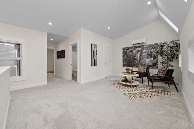 4249 Chambers St, Cincinnati, OH 45223 - sitting room with a wall unit AC, light carpet, vaulted ceiling, and recessed lighting