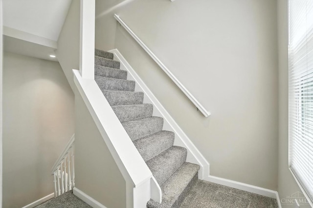 1582 Dixmont Ave, Cincinnati, OH 45207 - staircase with carpet floors and plenty of natural light