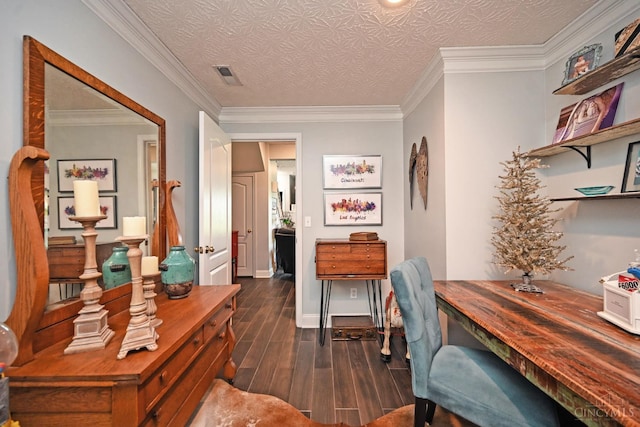 4154 Fieldsedge Dr, Mason, OH 45040 - office featuring dark wood-style floors and crown molding
