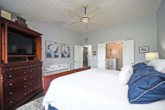 4154 Fieldsedge Dr, Mason, OH 45040 - bedroom with lofted ceiling, a ceiling fan, and connected bathroom