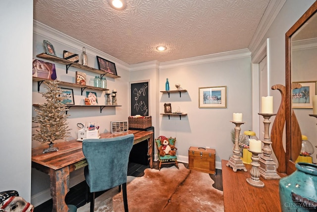 4154 Fieldsedge Dr, Mason, OH 45040 - office featuring crown molding, wood finished floors, and recessed lighting