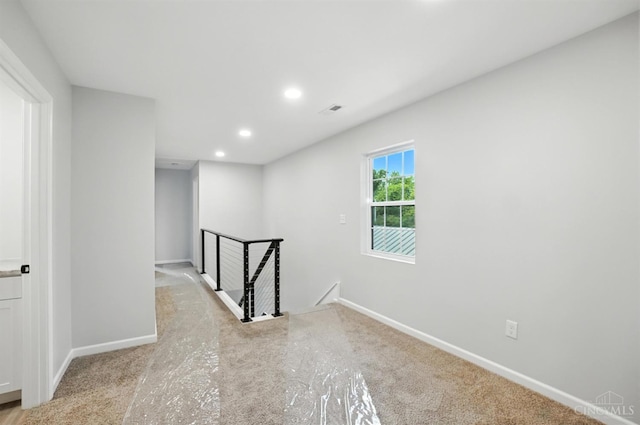 152 N College St, Sabina, OH 45169 - hall featuring an upstairs landing, carpet floors, and recessed lighting