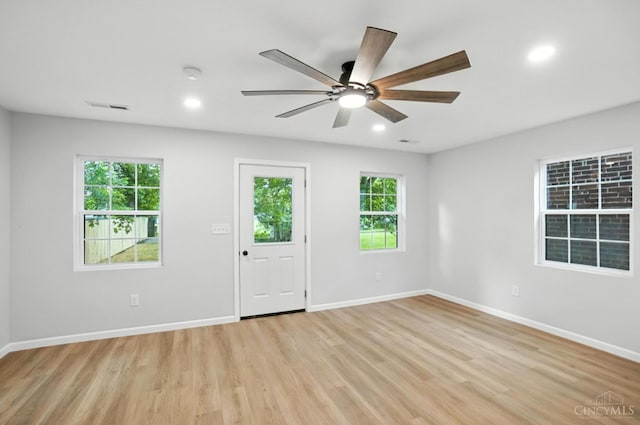152 N College St, Sabina, OH 45169 - foyer with ceiling fan, light wood-type flooring, and recessed lighting