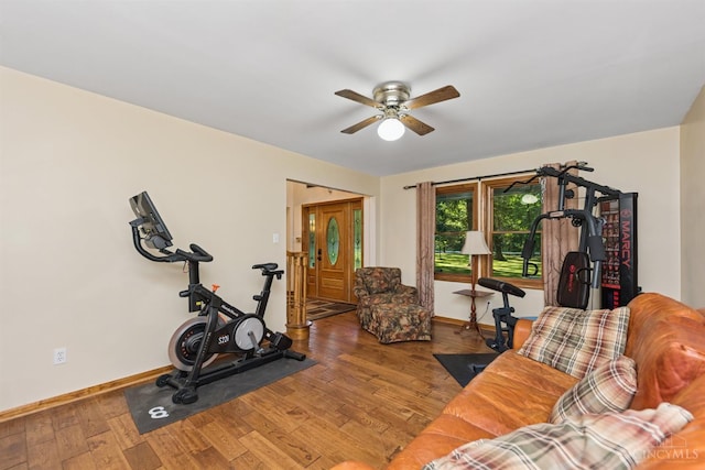 3067 Sugartree Rd, Tate Twp, OH 45106 - living area with ceiling fan and wood finished floors