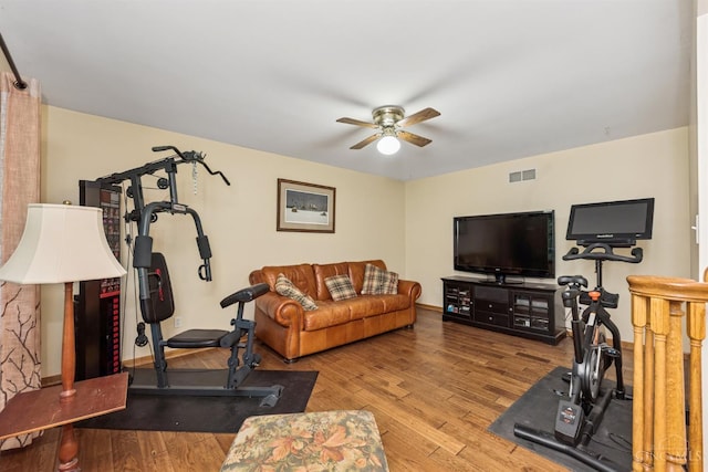 3067 Sugartree Rd, Tate Twp, OH 45106 - living room featuring a ceiling fan and wood finished floors