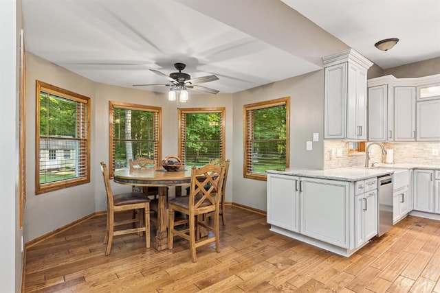 3067 Sugartree Rd, Tate Twp, OH 45106 - dining area featuring healthy amount of natural light, ceiling fan, and light wood-style flooring