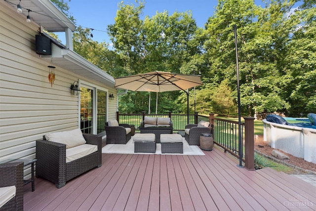 3067 Sugartree Rd, Tate Twp, OH 45106 - wooden terrace with outdoor lounge area and view of scattered trees