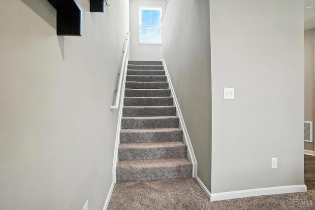 2821 Pine Leaf Ct, Hamilton, OH 45013 - stairway with baseboards and carpet floors