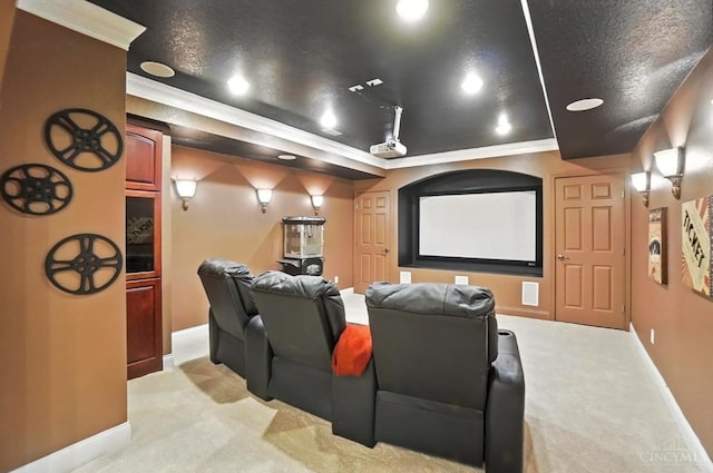 7070 Ravens Run, Anderson Twp, OH 45244 - home theater room featuring carpet flooring, crown molding, and recessed lighting
