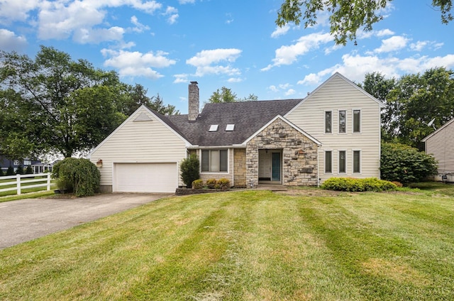 9787 Snider Rd, Mason, OH 45040 - traditional-style home with driveway, stone siding, a chimney, a garage, and a shingled roof