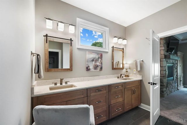 7574 Copper Creek Ln, Colerain Twp, OH 45247 - full bathroom with double vanity and tile patterned floors