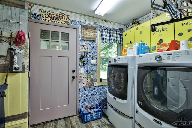 1851 Parker Rd, Goshen Twp, OH 45150 - laundry room with washer and clothes dryer and wood finished floors