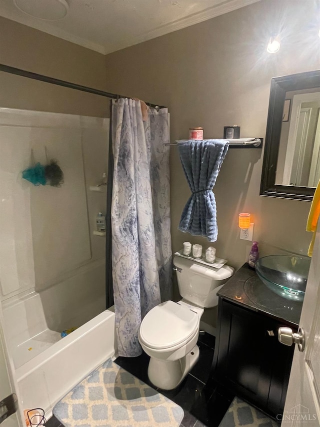 1934 Windmill, Springfield Twp, OH 45240 - full bath featuring vanity, ornamental molding, and shower / tub combo with curtain
