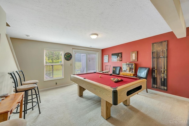 3435 Kleeman Lake Ct, Cincinnati, OH 45211 - game room with billiards, carpet, and a textured ceiling