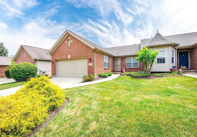 3435 Kleeman Lake Ct, Cincinnati, OH 45211 - single story home with a garage, brick siding, driveway, and a front yard