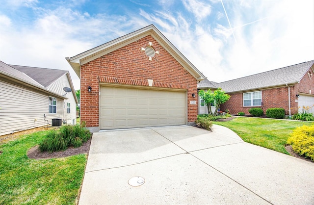 3435 Kleeman Lake Ct, Cincinnati, OH 45211 - view of front of property featuring brick siding, concrete driveway, a front lawn, and an attached garage