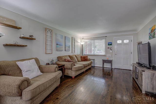 4213 Alex Ave, Cheviot, OH 45211 - living room featuring dark wood-style floors and baseboards