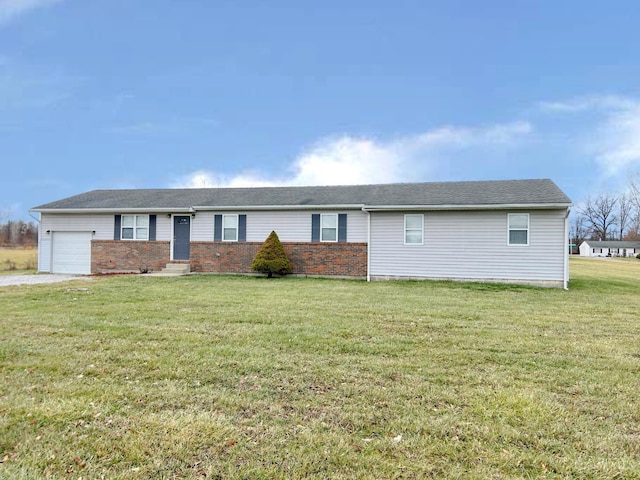 2247 Tucker Rd, Blanchester, OH 45107 - ranch-style home with a garage, a front lawn, and brick siding