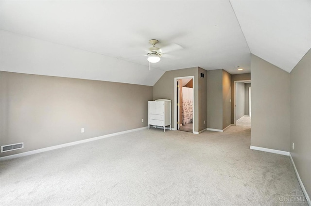 4048 Frye Park Cir, Mason, OH 45040 - additional living space with a ceiling fan, lofted ceiling, and light carpet