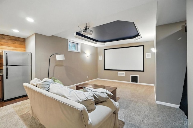 4048 Frye Park Cir, Mason, OH 45040 - home theater featuring a raised ceiling, recessed lighting, and carpet