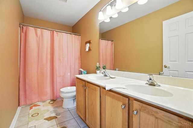 4048 Frye Park Cir, Mason, OH 45040 - full bathroom with double vanity, tile patterned floors, and curtained shower