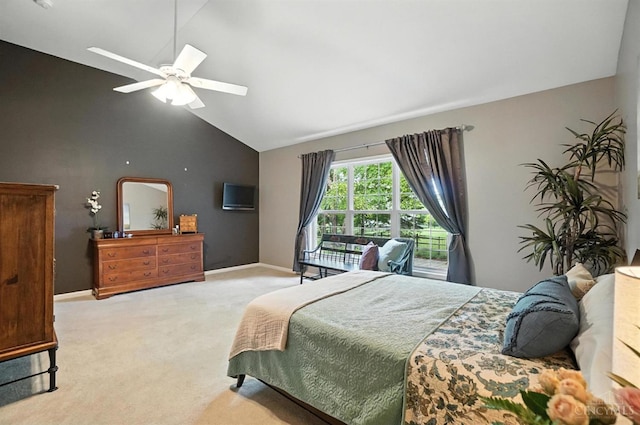 4048 Frye Park Cir, Mason, OH 45040 - bedroom featuring light colored carpet, a ceiling fan, and high vaulted ceiling