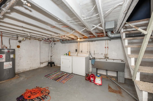5653 Prosser Ave, Elmwood Place, OH 45216 - unfinished below grade area featuring electric water heater and washing machine and clothes dryer