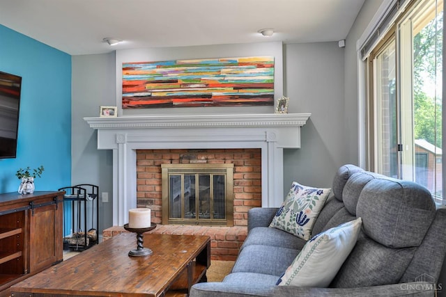 5681 Thomaridge Ct, Green Twp, OH 45248 - living room featuring a brick fireplace