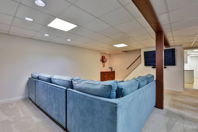 5681 Thomaridge Ct, Green Twp, OH 45248 - living room with carpet, a paneled ceiling, and recessed lighting