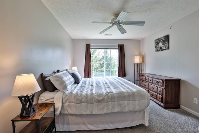 4282 Hickory Park Ln, Batavia Twp, OH 45103 - bedroom featuring carpet floors, a textured ceiling, and ceiling fan
